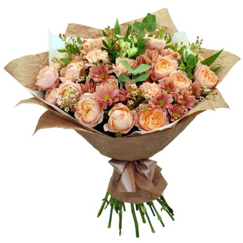 Цветочный букет «Персиковый ураган»
