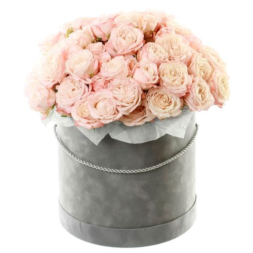 Цветы в шляпной коробке «Розовый вальс»