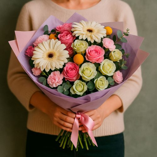 Букет из свежих цветов «Весенний поцелуй»